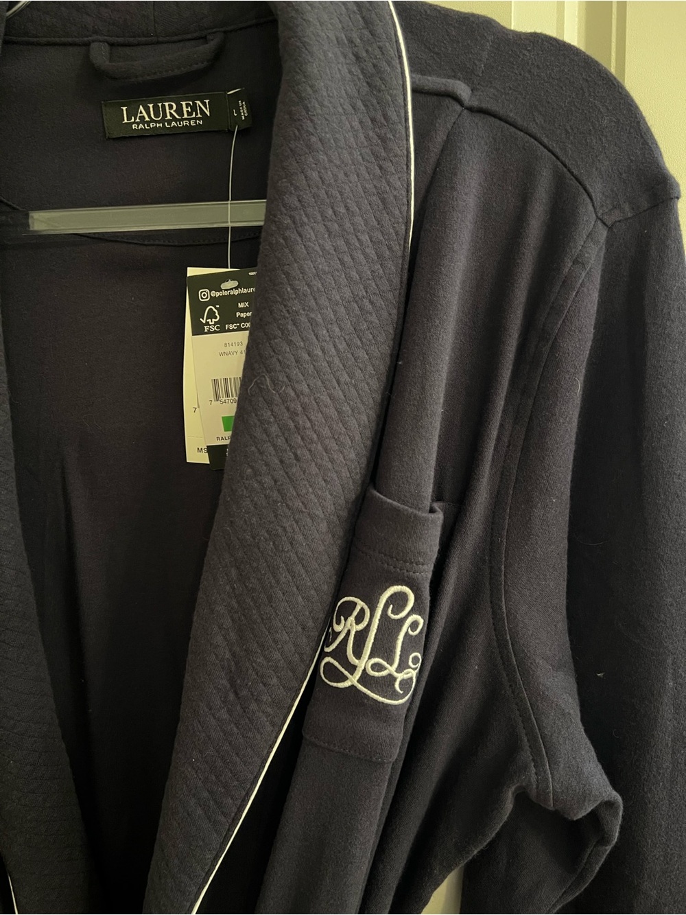 Ralph Lauren Navy Quilted Robe - Picture 2 of 8